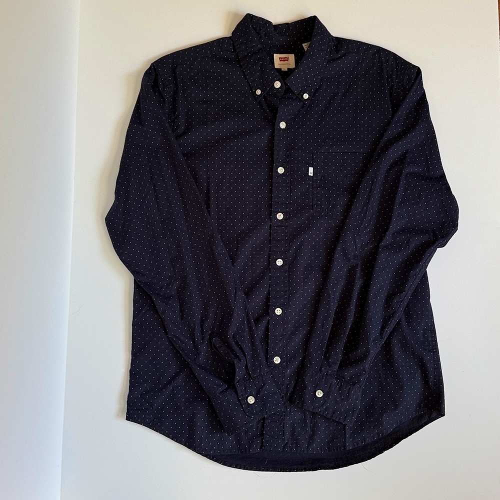Levi's Men's Navy Polka Dot Button-Down Shirt